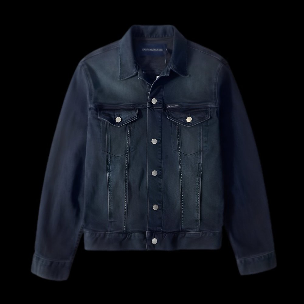 "Calvin Klein Men's Trucker Slim Jean Jacket Vintage Blue with Black Lab…
